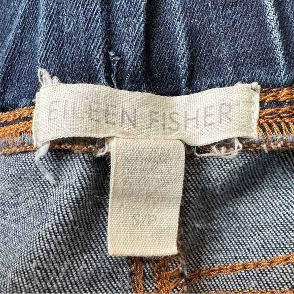 Eileen Fisher Frayed Hem Pull-On Ankle Jeans, Dark Wash, Size S - Picture 5 of 8